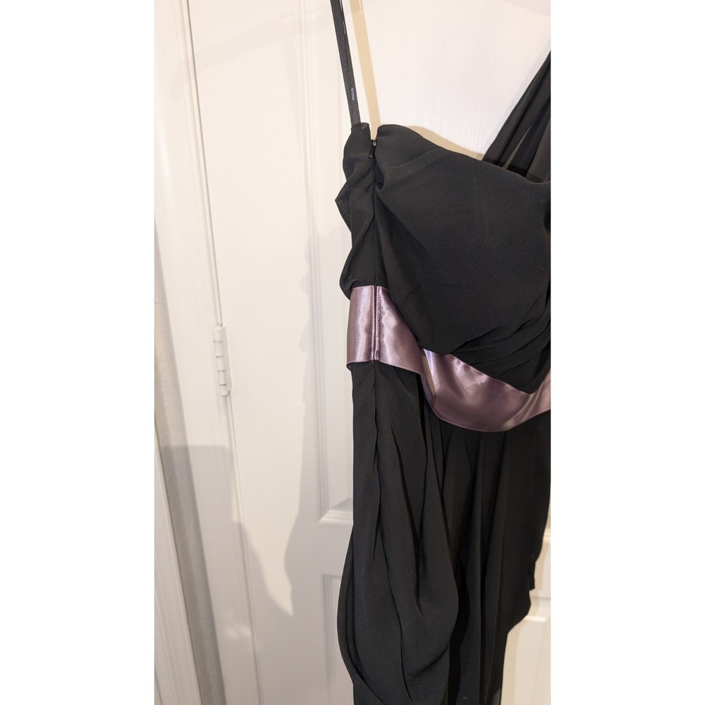 Wtoo Watters & Watters‎ Womens Dress Size 2 Black Sheath Short One Shoulder Y2K - Picture 3 of 6